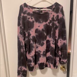 Tie-Dye Women's Top - Black and Pink
